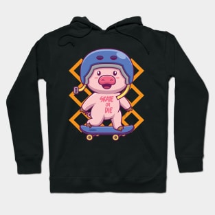 Skateboarding Pig On Skateboard Design Hoodie